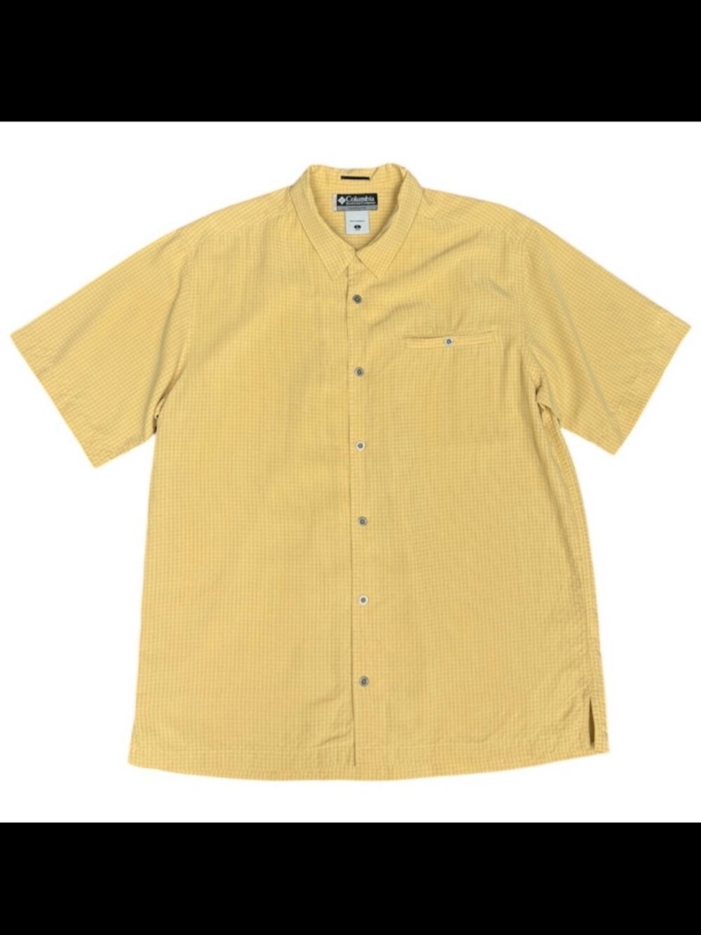 Men's COLUMBIA XCO Gold Checkered Short Sleeve Shirt- Size‎ Large